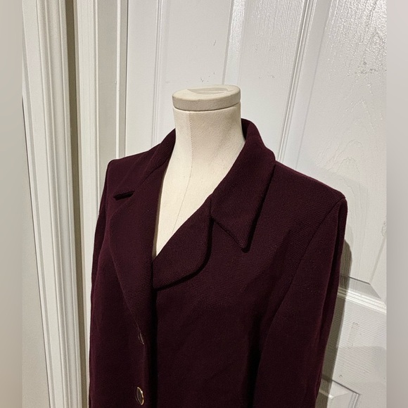 Luisa Spagnoli   3 Button Blazer  Pure Virgin Wool  / Size L / Maroon - Picture 4 of 13